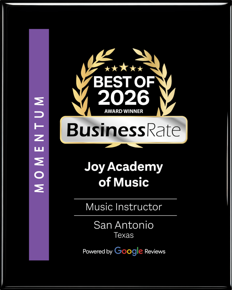 BusinessRate Best Music Instructor in San Antonio 2026 award for Joy Academy of Music